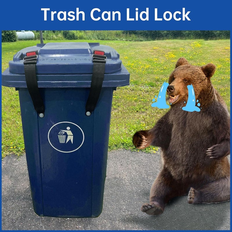 KOMOHOM Bear Proof Trash Can Lid Lock, Raccoon Proof Garbage Can Strap (Metal Enhanced Version) - Image 4